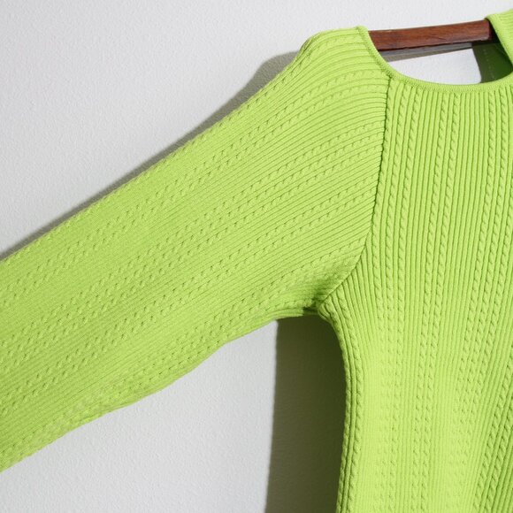 Andersson Bell Jessica Embellished Cutout Neon Cable-Knit Turtleneck Sweater - Picture 6 of 16